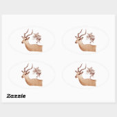 Impala Antelope Tierwelt Zeichnend Sketch Ovaler Aufkleber (Blatt)