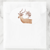 Impala Antelope Tierwelt Zeichnend Sketch Ovaler Aufkleber (Tasche)