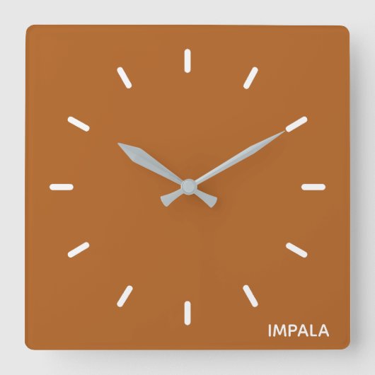 Impala braune Farbe Quadratische Wanduhr (Vorderseite)