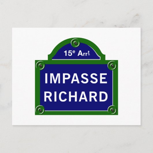 Impasse Richard, Paris Street Sign Postkarte (Vorderseite)