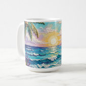 Impasto Beach and Sea Glass Sunset and Sunrise Kaffeetasse (Vorderseite Links)