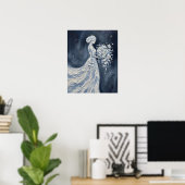 Impasto Blue Himmelsbraut Silhouette Poster (Heimbüro)