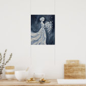 Impasto Blue Himmelsbraut Silhouette Poster (Küche)