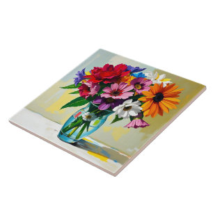 Impasto-Blumenkunst Fliese