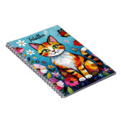 Impasto Cat, Flowers & Butterfly Personalized Notizblock (Rechte Seite)