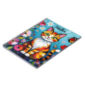 Impasto Cat, Flowers & Butterfly Personalized Notizblock (Linke Seite)