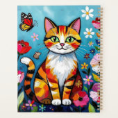 Impasto Cat, Flowers & Butterfly Personalized Planer (Rückseite)