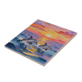Impasto-Delfine und Ozeanwellen Fliese (Seite)