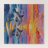 Impasto-Delfine und Ozeanwellen Puzzle (Horizontal)