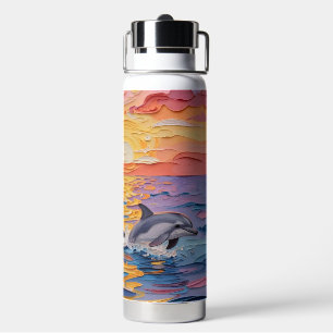 Impasto-Delfine und Ozeanwellen Trinkflasche