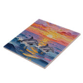 Impasto Dolphins and Ocean Waves   Fliese (Seite)