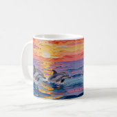 Impasto Dolphins and Ocean Waves Kaffeetasse (Vorderseite Links)