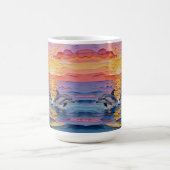 Impasto Dolphins and Ocean Waves Kaffeetasse (Mittel)