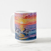 Impasto Dolphins and Ocean Waves   Kaffeetasse (Vorderseite Links)