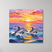 Impasto Dolphins and Ocean Waves   Leinwanddruck (Vorderseite)