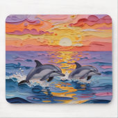 Impasto Dolphins and Ocean Waves   Mousepad (Vorne)