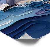 Impasto Dolphins and Ocean Waves   Poster (Ecke)