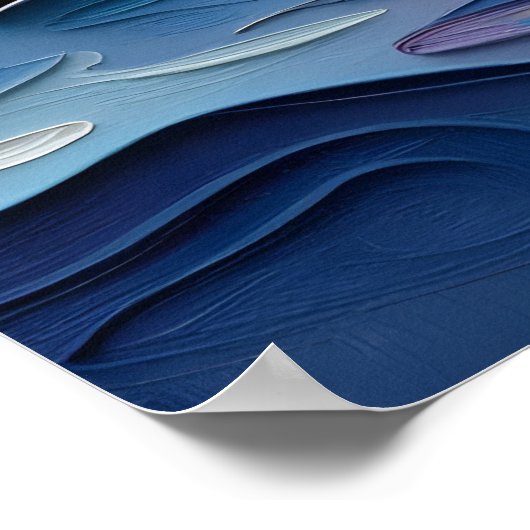 Impasto Dolphins and Ocean Waves   Poster (Ecke)