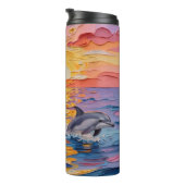 Impasto Dolphins and Ocean Waves Thermosbecher (Nach rechts gedreht)