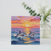 Impasto Dolphins and Ocean Waves | Thinking of You Karte (Stehend Vorderseite)