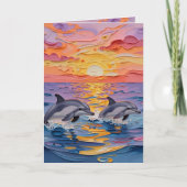 Impasto Dolphins & Ocean Waves | Thinking of You Karte (Vorderseite)