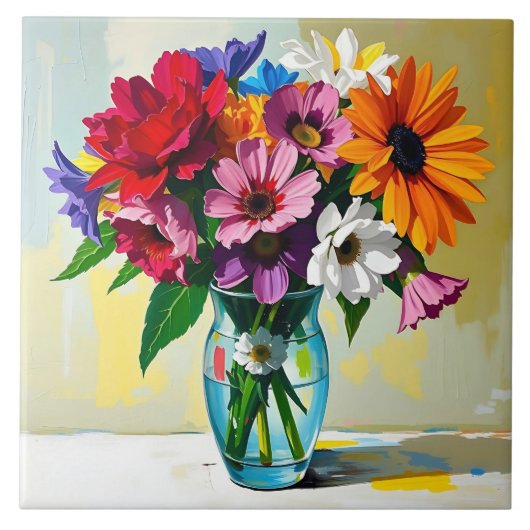 Impasto Floral Art Fliese (Vorderseite)