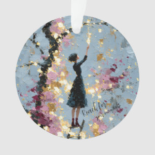 Impasto Floral Mädchen greift nach Licht Inspirati Ornament
