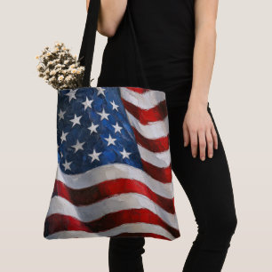 Impasto gemalte amerikanische Flagge Tasche