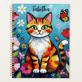 Impasto-Katze, Blumen & Schmetterling Personalisie Planer