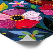 Impasto-Katze, Blumen und Schmetterling Poster (Ecke)