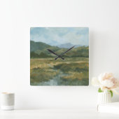 Impasto Landschaft III Quadratische Wanduhr (Zuhause)
