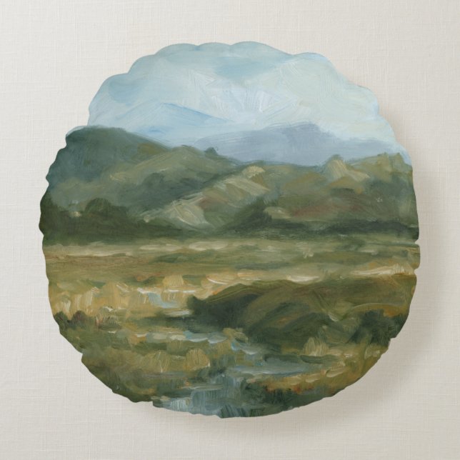 Impasto Landschaft III Rundes Kissen (Vorderseite)