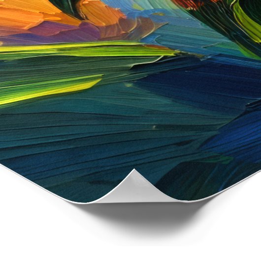 Impasto-Malerei auf Sonnenblumen Poster (Ecke)