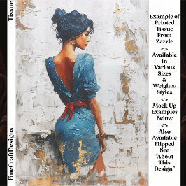 Impasto Oil Style, Dark Lady in Blue EL5R Decoupag Seidenpapier