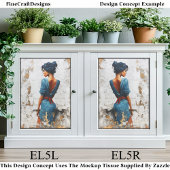 Impasto Oil Style, Dark Lady in Blue EL5R Decoupag Seidenpapier