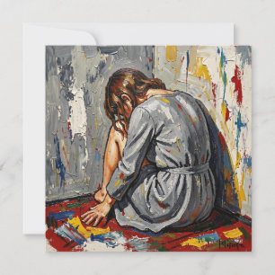 Impasto-Öl einer traurigen, kranken, depressiven F Karte