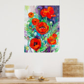 Impasto-Ölgemälde-Stil rote Mohnblumen Poster (Küche)