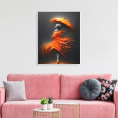 Impasto Orange Schirm Silhouette Leinwanddruck (Insitu (Wohnzimmer))