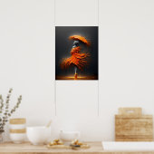 Impasto Orange Schirm Silhouette Poster (Küche)