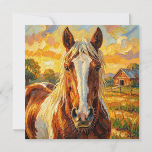 Impasto-Pferd auf einer Farm-Karte leer Feiertagskarte