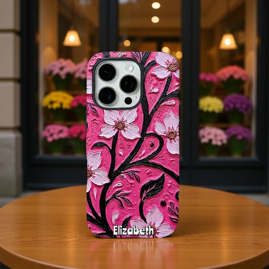 Impasto Rosa Blüten und schwarze Stiele Case-Mate iPhone Hülle