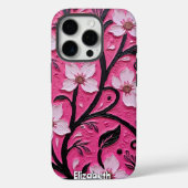 Impasto Rosa Blüten und schwarze Stiele Case-Mate iPhone Hülle (Rückseite)