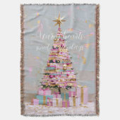 Impasto-Rosa-und-Gold-Weihnachtsbaum Decke (Vorderseite Vertikal)