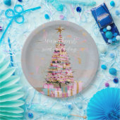 Impasto-Rosa-und-Gold-Weihnachtsbaum Pappteller (Party)
