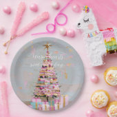 Impasto-Rosa-und-Gold-Weihnachtsbaum Pappteller (Party)