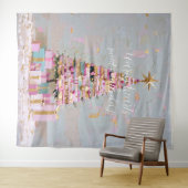 Impasto-Rosa-und-Gold-Weihnachtsbaum Wandteppich (Beispiel (Horizontal))