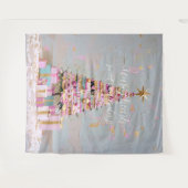 Impasto-Rosa-und-Gold-Weihnachtsbaum Wandteppich (Vorderseite (Horizontal))
