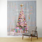 Impasto-Rosa-und-Gold-Weihnachtsbaum Wandteppich (Beispiel)