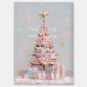 Impasto Rosa und Goldener Weihnachtsbaum Magnet