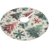 Impasto Rote und Grüne Weihnachtsbaumsammlungen Polyester Weihnachtsbaumdecke (Schrägansicht)